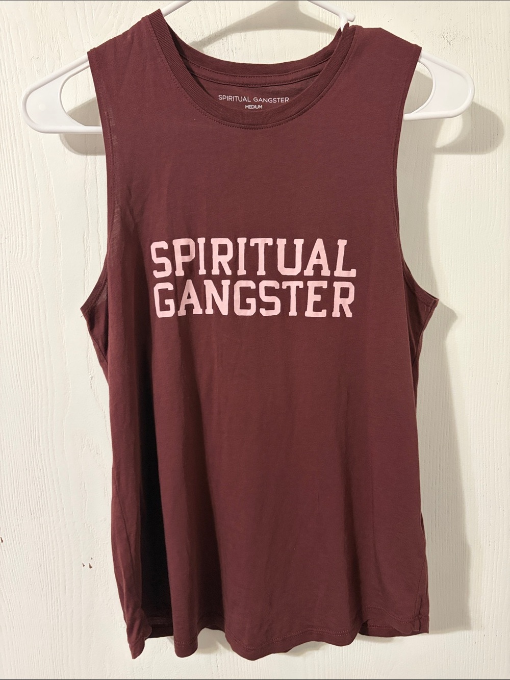 Spiritual Gangster NWOT Graphic Logo Muscle Tank Burgundy Plum Size Medium - Picture 2 of 5